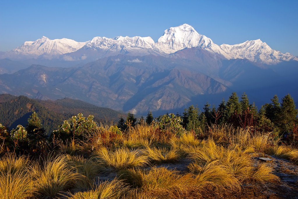 Picturesque nepalese landscape. View from Poon Hill 3210m